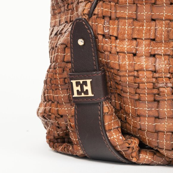 Escada SS/14 Brown Woven-Leather Hobo - Picture 7 of 13